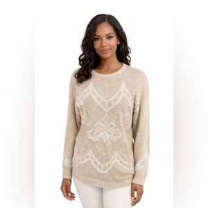 Vintage 90s Beaded Knit Sweater Pearl Embellished Pullover
